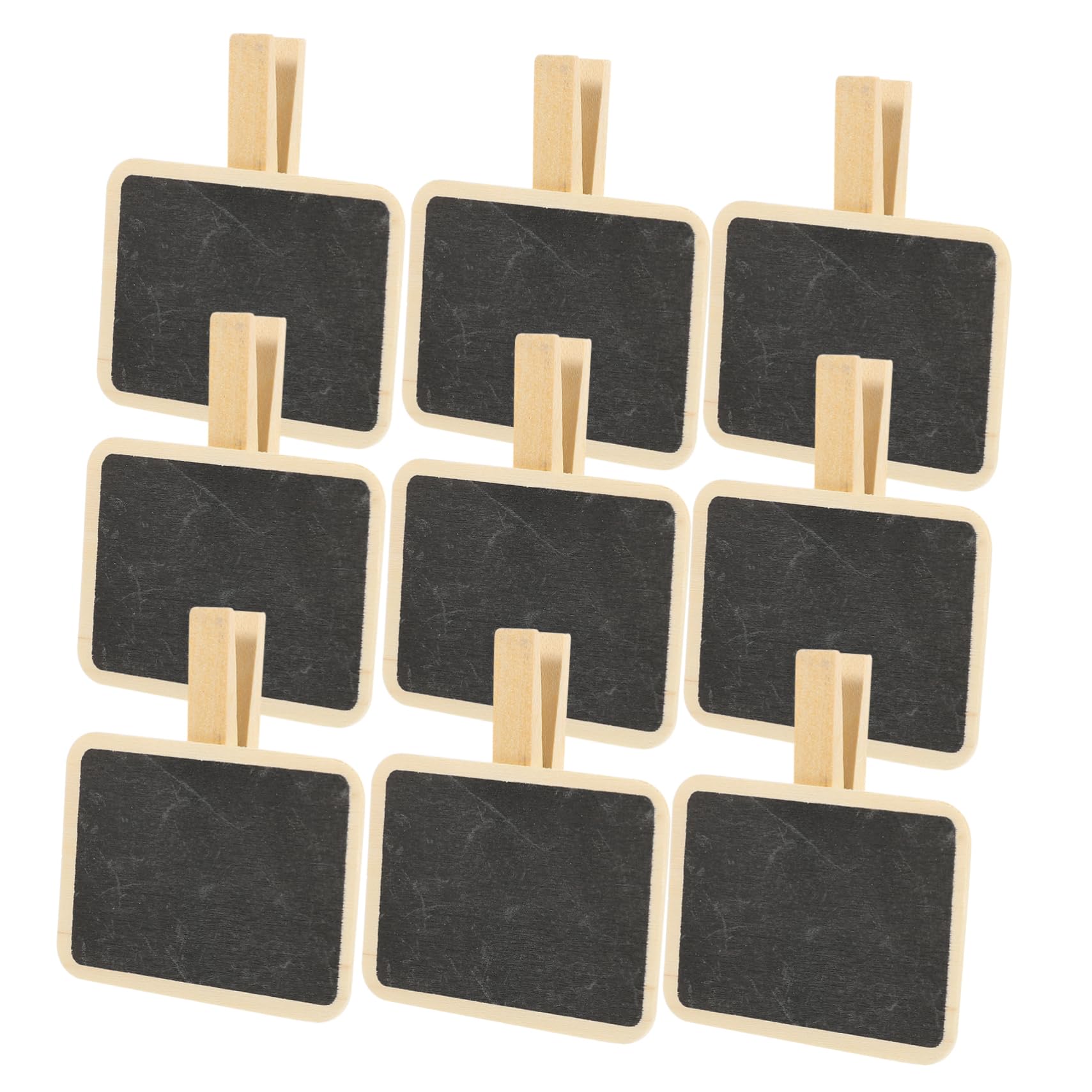 Homsfou 10 Mini Pizarras Rectangulares con Pinzas de Madera Tablero de Mensajes para Oficina Hogar