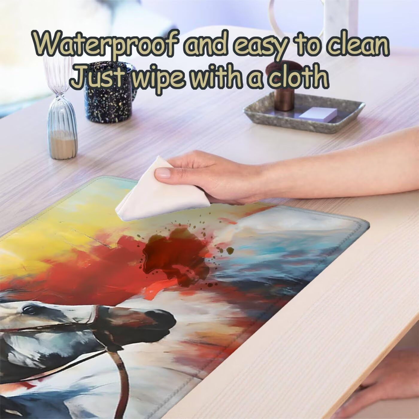 Podkładka pod mysz XXL 1200 x 600 mm duża podkładka pod mysz dla graczy pod ręką biurko szyte krawędzie wodoodporna antypoślizgowa do komputera, laptopa poprawia precyzję i szybkość, zwierzę S-1415