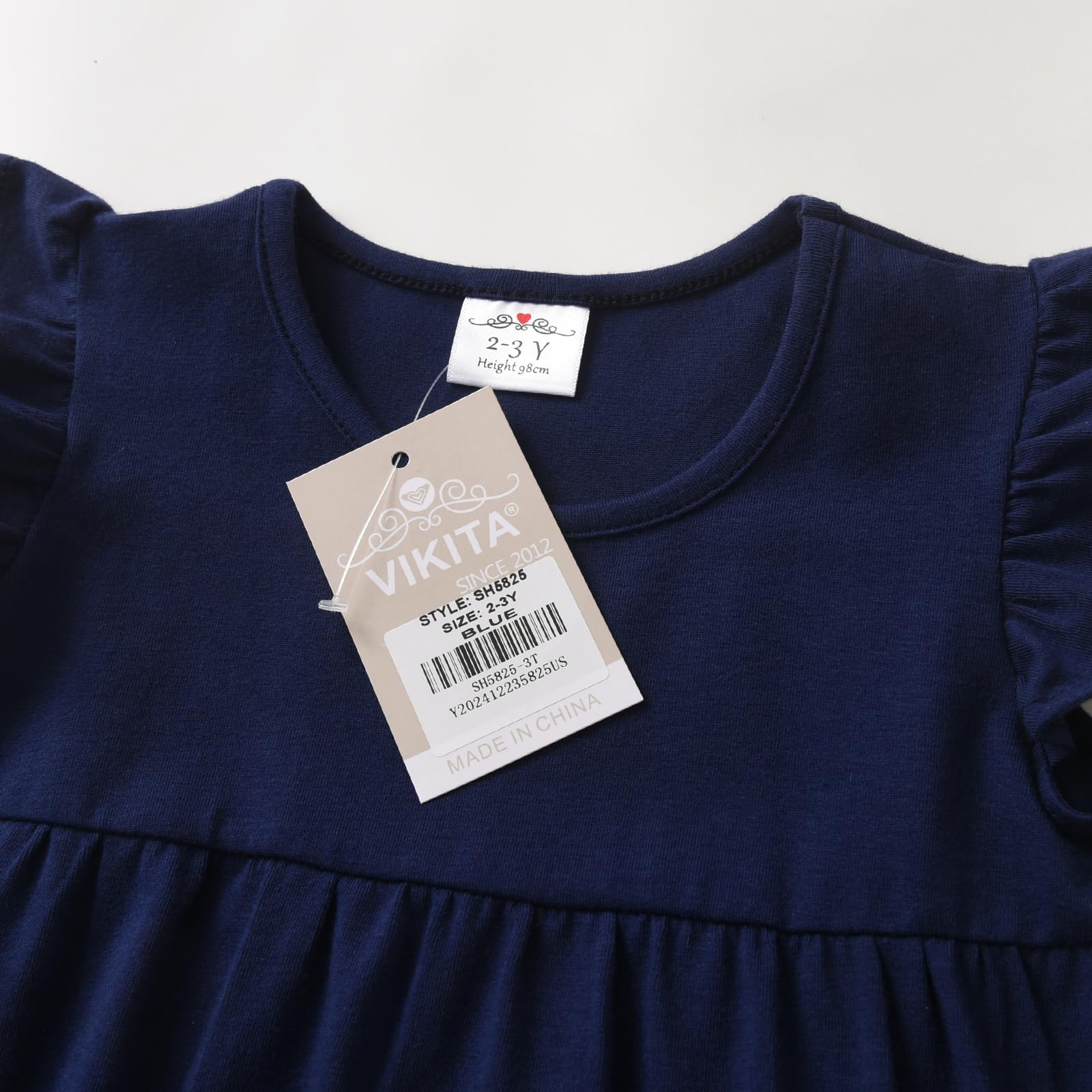 VIKITA Niñas Vestidos Algodón Animal Bordado Manga Larga Vestido para Niños — view 6