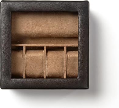 Leatherology Black Onyx Deluxe Leather Watch Case 8 Slot Watch Storage Box with Cushions & Acrylic Display Window Organizer for Men's Watches, Dresser or Nightstand Use