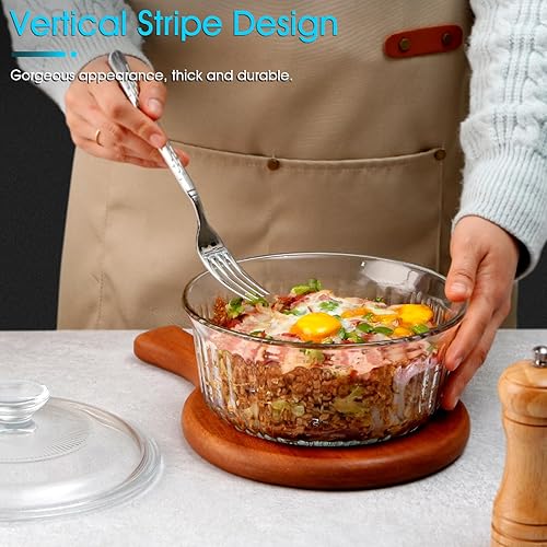 Miniatura 23 de NUTRIUPS Cacerola de vidrio ovalada de 1.9 cuartos con tapa de vidrio, vidrio de borosilicato, cacerola ovalada para horno, plato para hornear