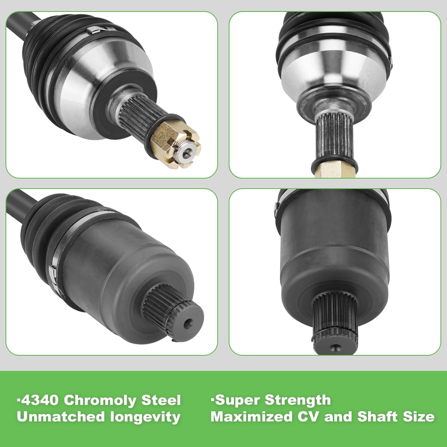 CV Axles Full Set (2 Front + 2 Rear) with Wheel Bearing for Polaris 2016-2019 RZR XP / XP4 Turbo, 2018-2020 RZR RS1, 4 Sets Left/Right Drive Half Shaft Replace for 1333434 1333944