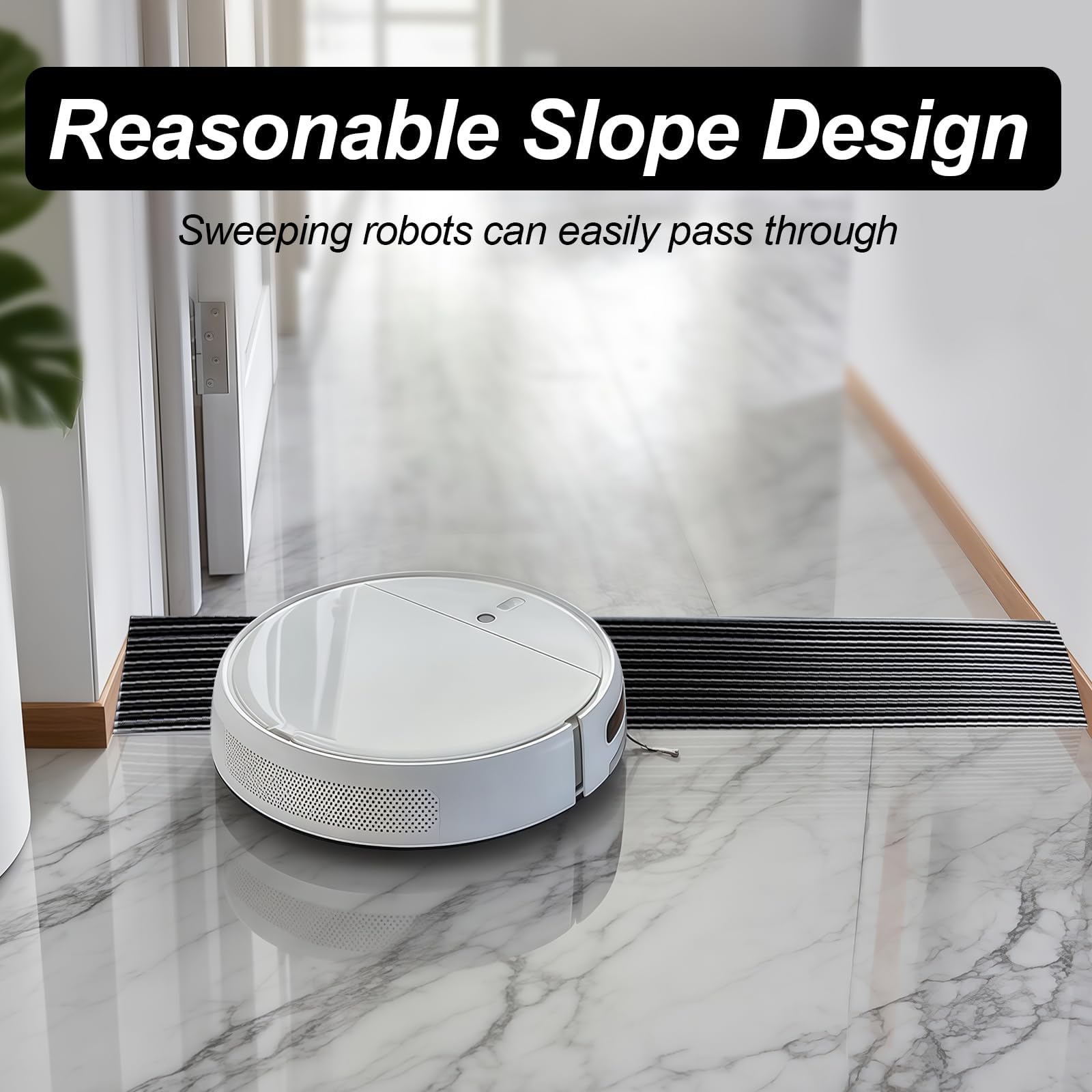 Cutis Rampe de seuil de Porte Profil de Transition Autocollant 90x10x4cm | Convient pour les aspirateurs robots, poussettes, chariots, déambulateurs et scooters électriques via rampes de seuil.