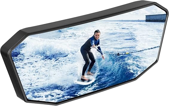 KEMIMOTO Marine Boat Mirror Upgraded Size 10.5 in x 4 in, Universal Boat Rear View Mirror for Ski, Pontoon Boats Water Skiing Sport Wakeboarding Surfing