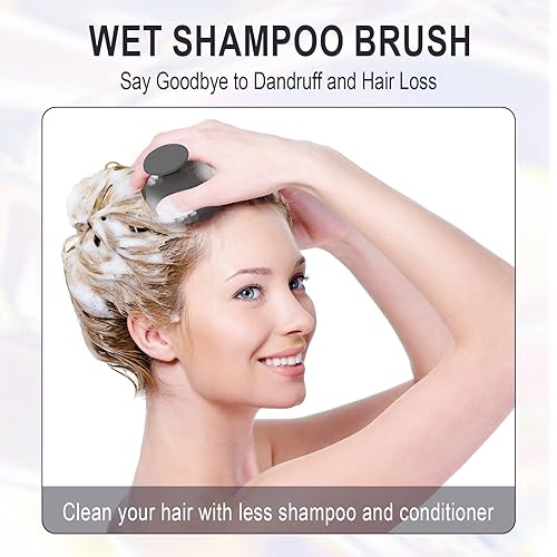 Miniatura 6 de Cepillo de champú masajeador de cuero cabelludo para el crecimiento del cabello, cepillo para el cuidado de la cabeza, limpiador de cuero cabelludo