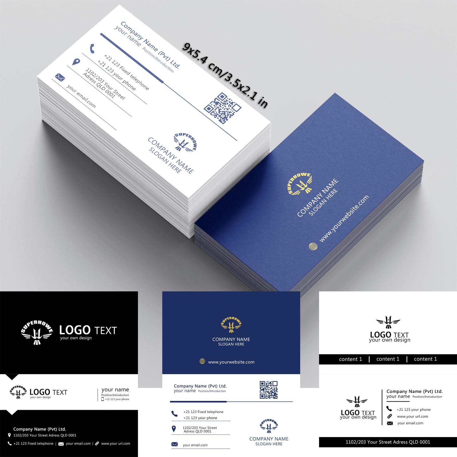 Visitenkarten,Visitenkarten Personalisiert,Visitenkarten Selbst Gestalten Mit Eigenem Logo/Foto/Text,Doppelseitiger Druck Wasserdicht 3.5X2 Zoll,für Business,Party und Privat (1000 Stück)