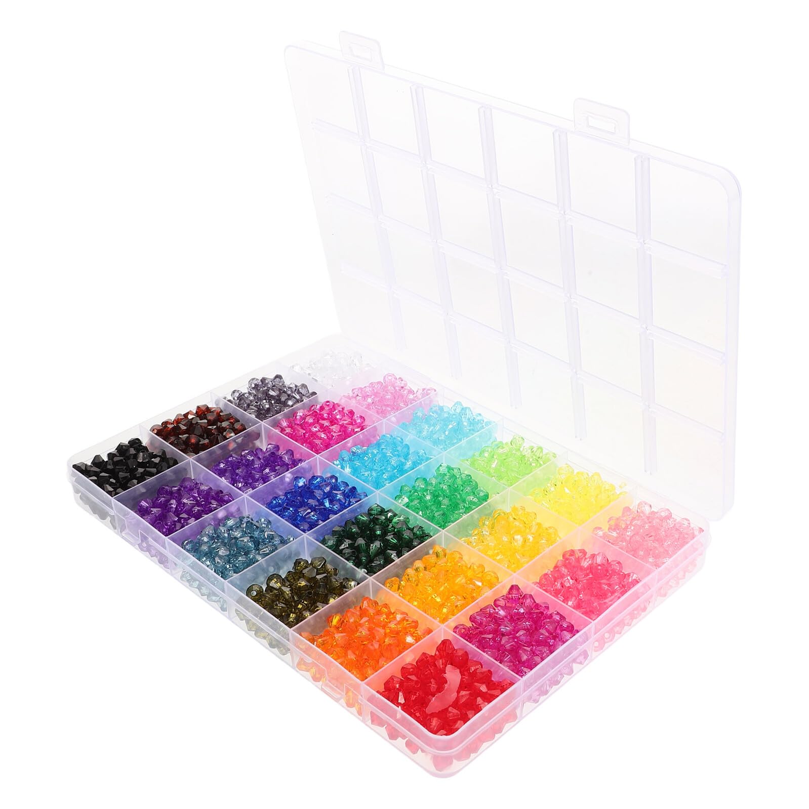2160 Piezas Cuentas Acrílicas Facetadas 6 MM 2160 Piezas Multicolor Kit para Fabricación de Joyas Cuentas a Granel Transparentes para Pulseras Collares Pendientes Manualidades