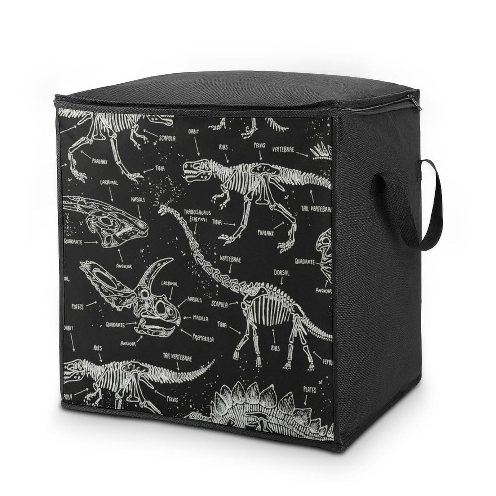 Lyfthologen 70L Storage Bags, Black Dinosaur Storage Box with Lid Zipper And Handles, Clothes Bags for Quilt, Blankets, Bedding