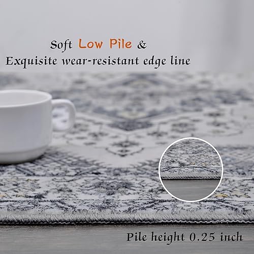 Miniatura 5 de Alfombra lavable, alfombra vintage de estilo bohemio para dormitorio, sala de estar, alfombra de pasillo antideslizante para entrada, alfombra persa