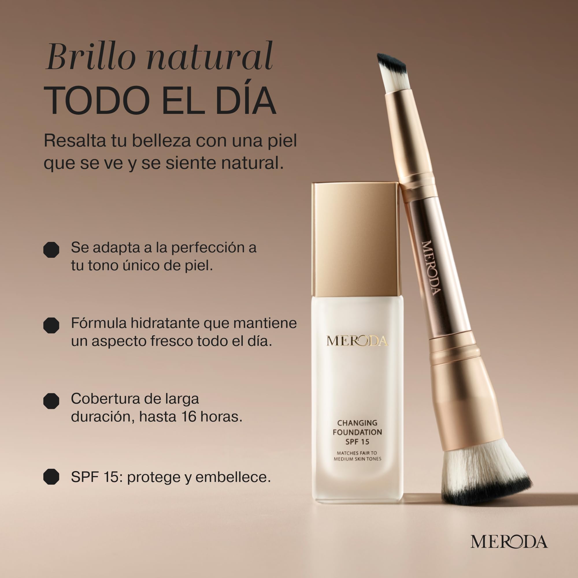 MERODA® Brocha de Maquillaje para Base & Corrector [2-EN-1] - Brocha Doble Punta - Multifuncional - Difuminadora Facial - para Base de Maquillaje Líquida - Corrector de Ojeras