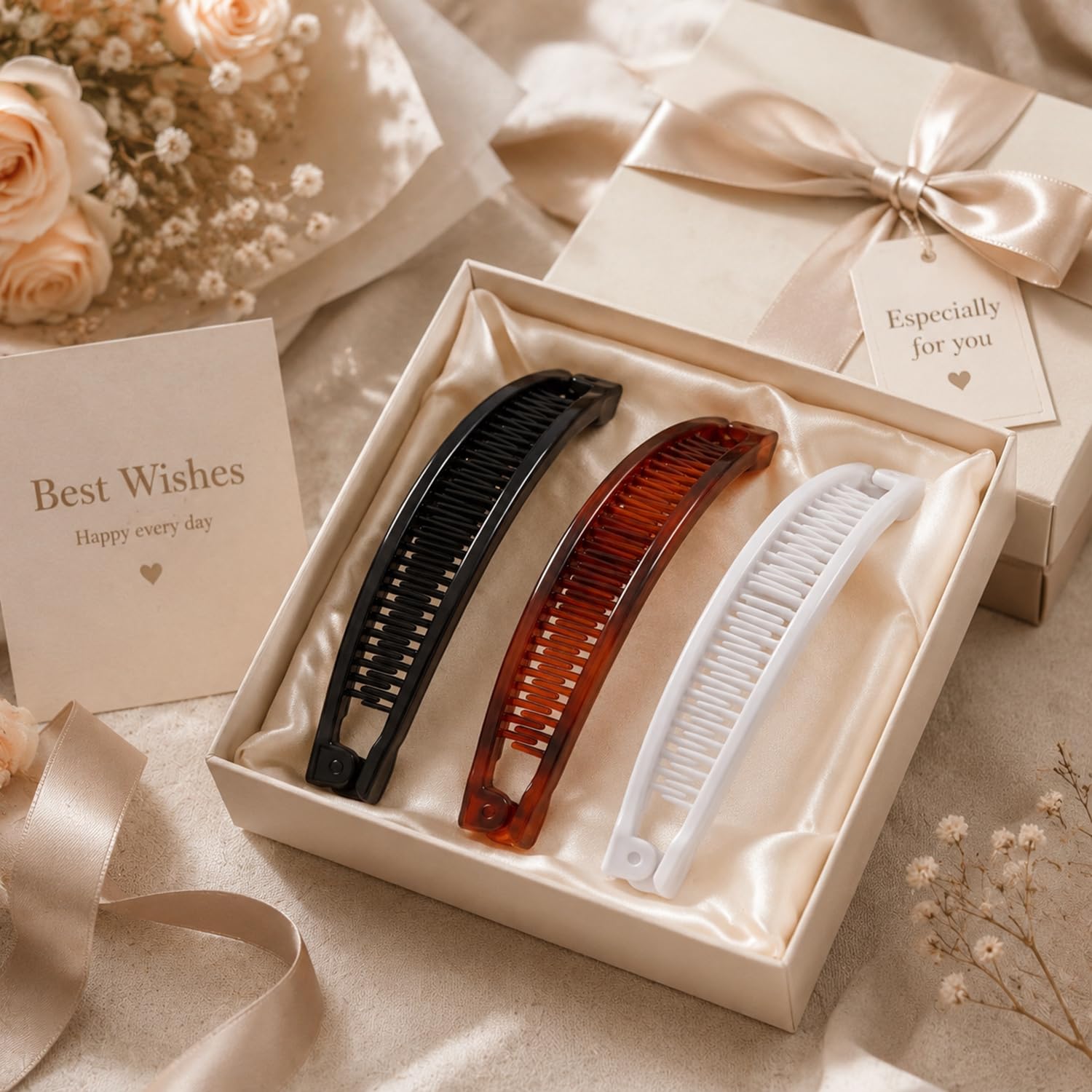 WILLBOND 6 Pcs Banana Clip Hair Clincher Combs Classic Banana Hair Clip Fish Shape Ponytail Clips for Women Girls Thick Curly Thin Fine Hair(Brown, White, Black)