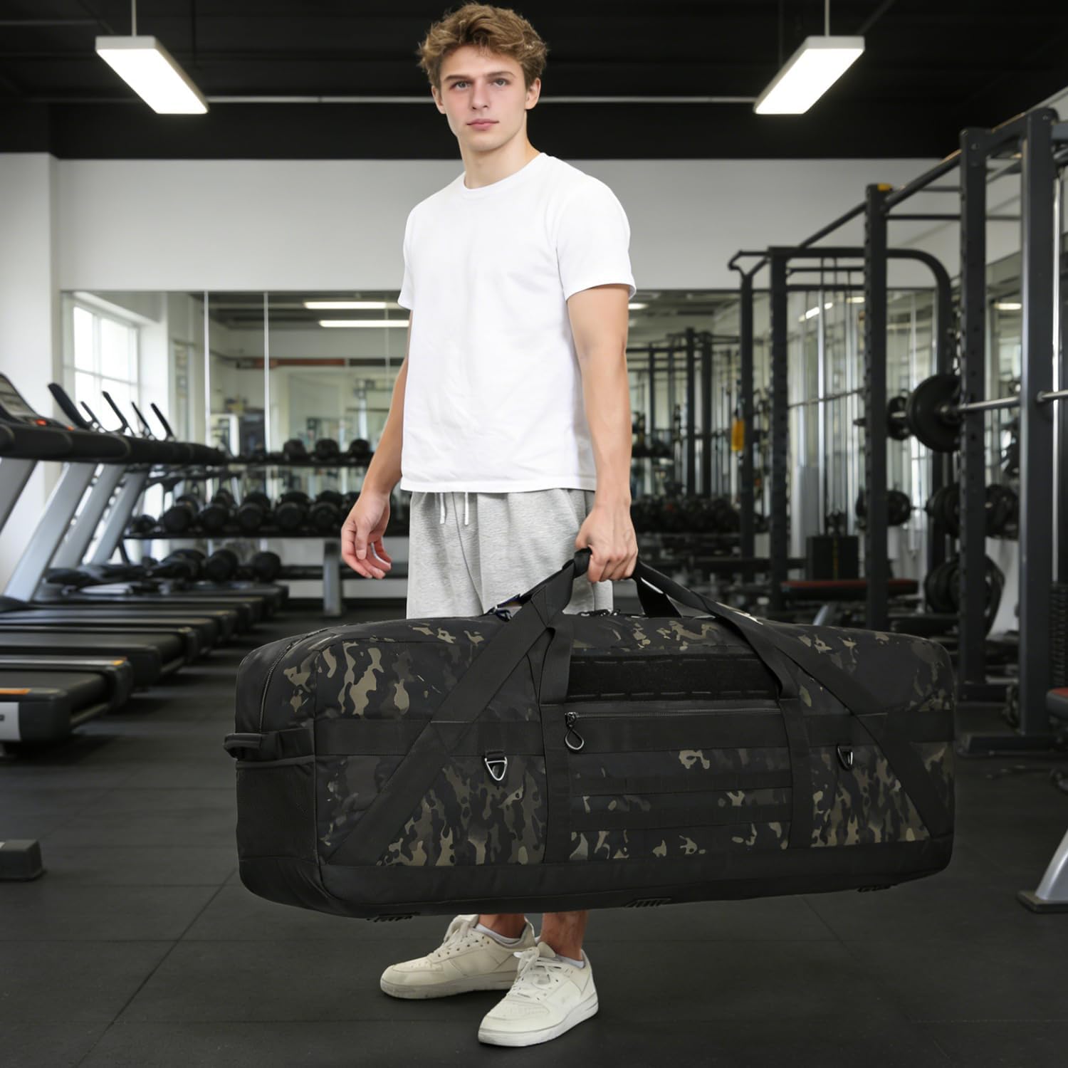 125L Extra Large Duffle Bag - Heavy Duty Duffle Bag with Multiple Pockets, Perfect as Camping Bag Travel Storage Tent Storage Sports Equipment Bag for Coaches & More, Black CM