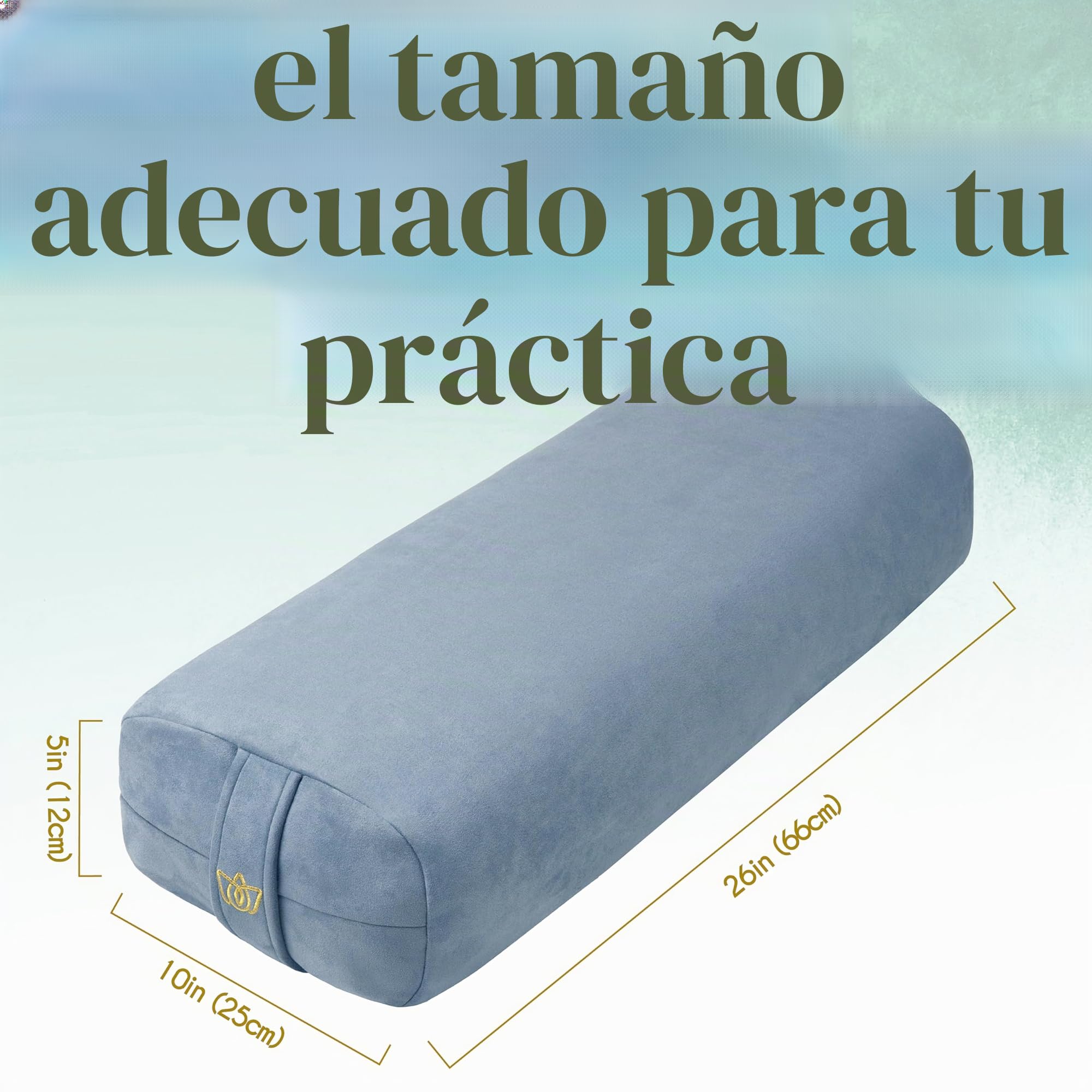 Florensi Almohada de yoga – Lujoso cojín de terciopelo para yoga restaurador – Cojín rectangular grande con asa de transporte – Cojín de meditación de apoyo, funda lavable a máquina y asa de