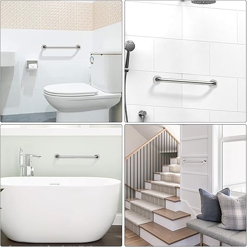 Miniatura 7 de Barra de agarre de ducha de acero inoxidable de 16 pulgadas, mango de ducha cromado ZUEXT para baño, barra de soporte de barandilla de seguridad