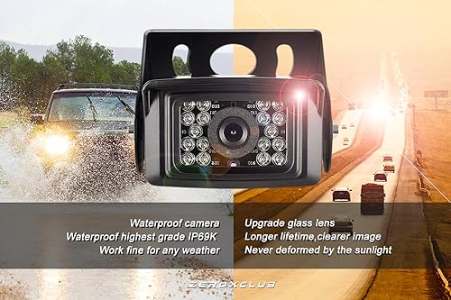 Vista 4 de Kit de sistema de cámara de seguridad digital inalámbrica, sin interferencias, IP69, cámara de visión trasera + monitor LCD de 7 pulgadas, monitor