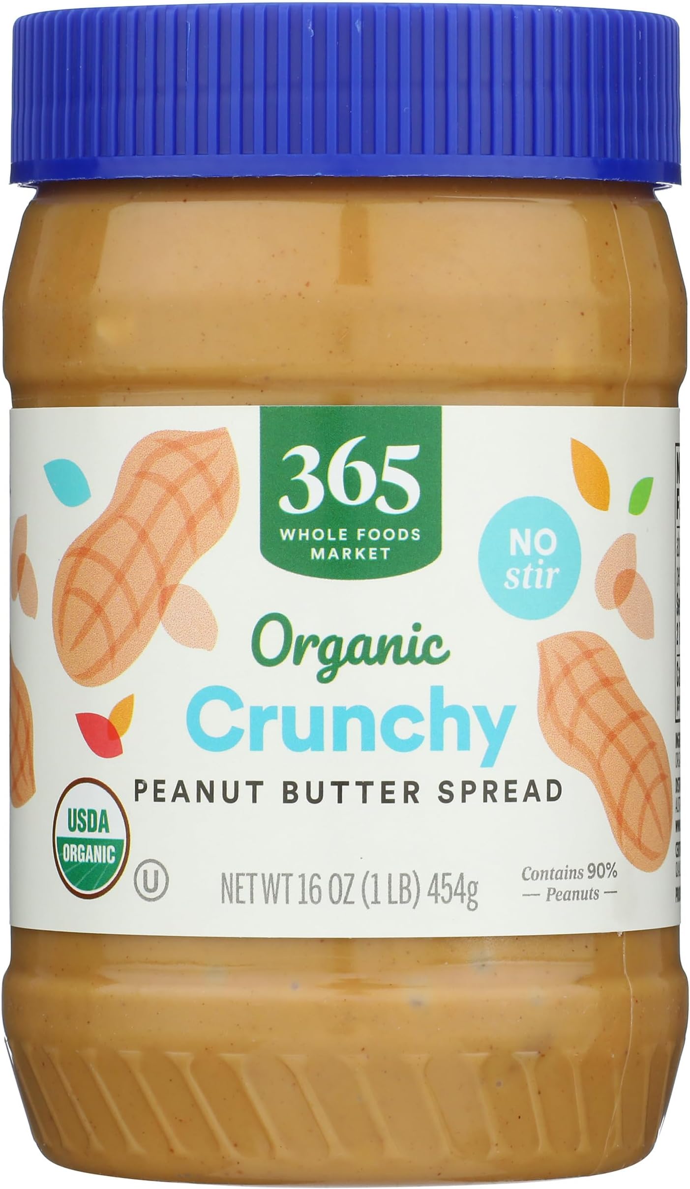 Organic Crunchy Peanut Butter Spread, No Stir, 16 Ounce
