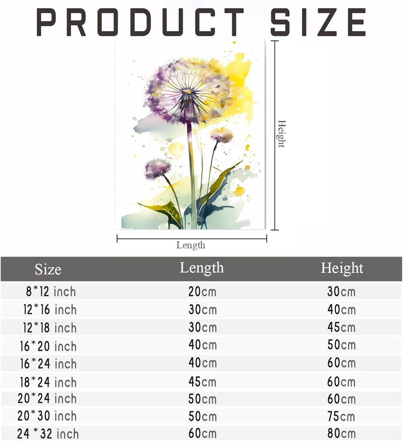 Worihut 5D Diamonds Painting Kits for Adults, Watercolor Dandelonia DIY Full Round Diamond Art Perfect for Autumn Handmade Gifts Halloween Interior Decoration Relaxation and Bathroom Decor 20x24 Inch