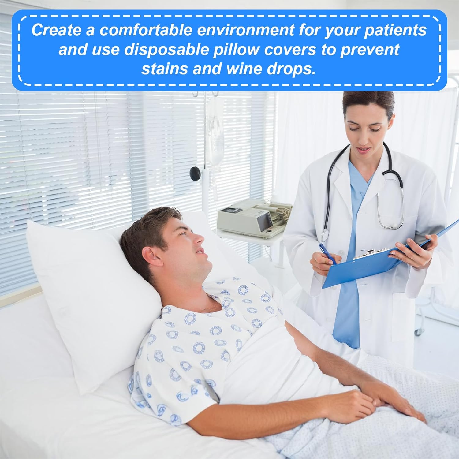 Ptwola 100PCS Disposable Pillow Case Covers, Soft Non-Woven Fabric Cover 33'' x 20'' Portable Travel Single Use Pillowcase for Medical Hospital Hotel SPA Tattoo Lash Bedroom Home Bedding Supplies