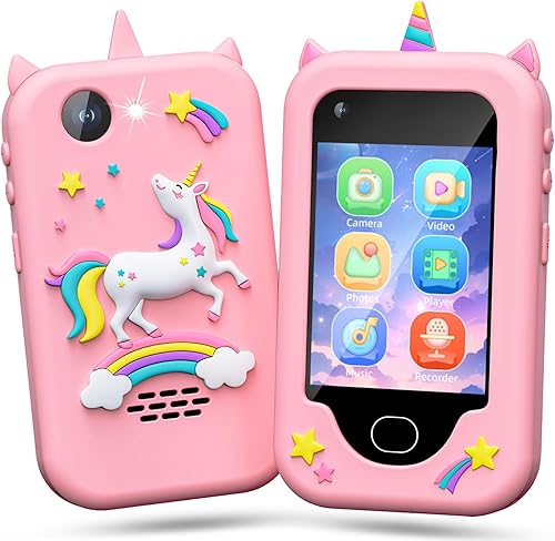 Miniatura 12 de Lapare Juguete de teléfono inteligente para niños para niñas, pantalla táctil de 2.8 pulgadas con doble cámara, juego, reproductor de música,