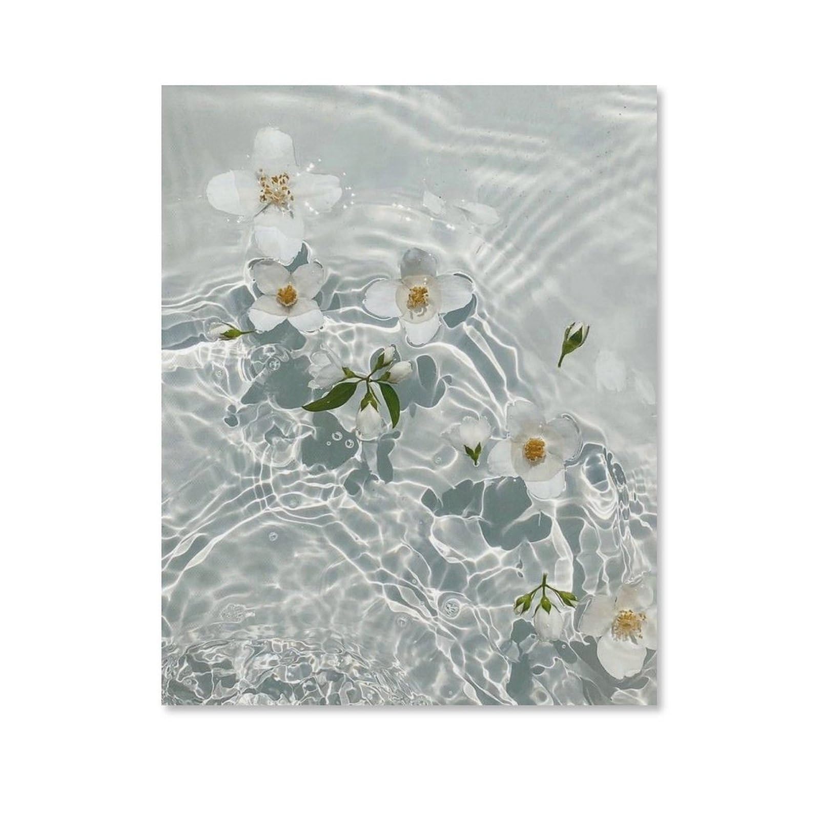 Amazon.co.jp: 絵画 水に浮かぶ白い花インテリア 絵画 自然の