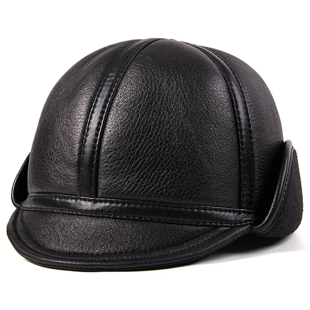 Gorra rusa de ala pequeña para hombre, 100% piel auténtica, cálida, para invierno, estilo newsboy