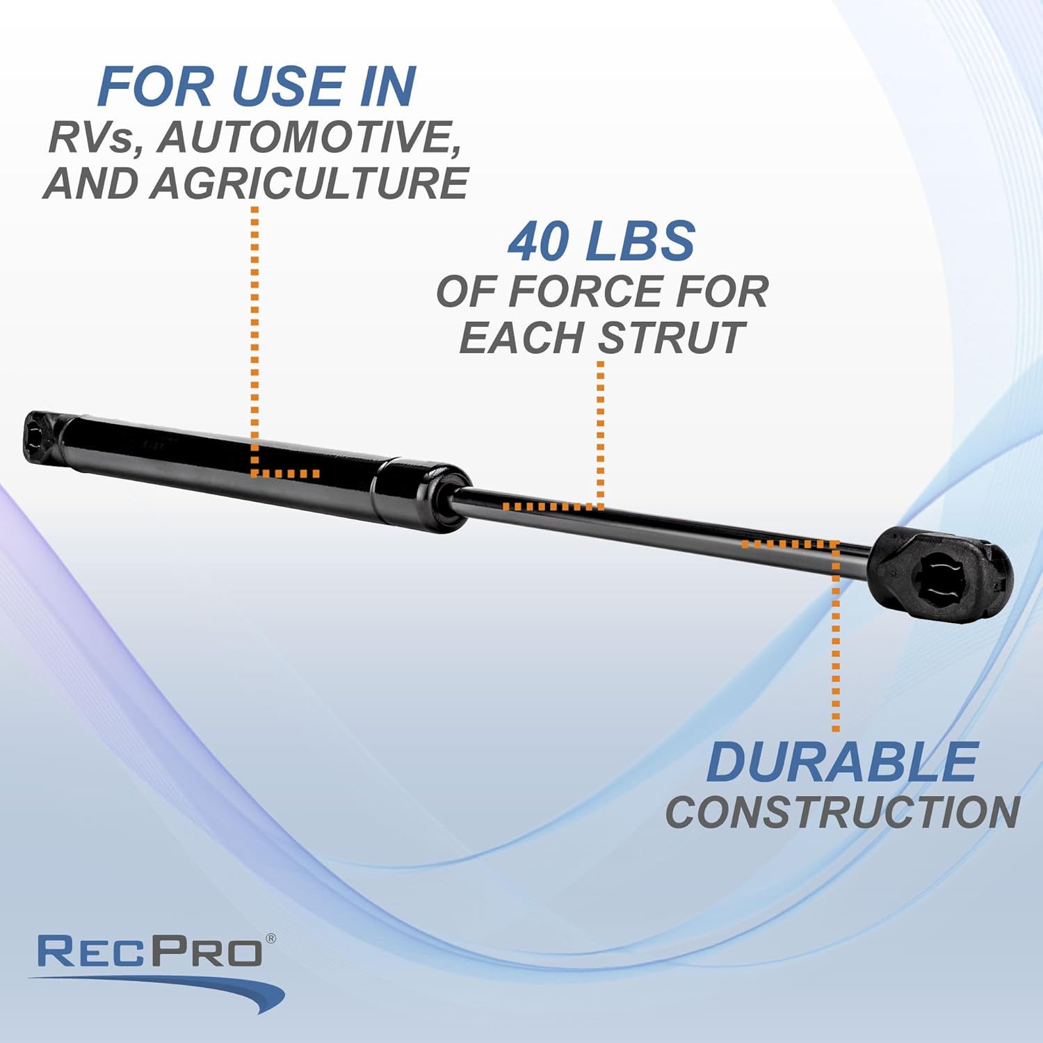 RV Gas Strut 20" and 40 lbs | Suspa C16-08316 | Automotive and Agricultural Uses (2)