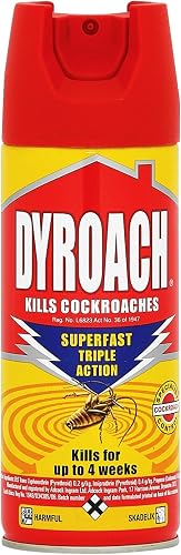 Dyrange Dyroach Triple Action Cockroach Aerosol Spray 180ml: Efficient Cockroach Killer Spray - Comprehensive Insect Control - Kills For Up To Four Weeks