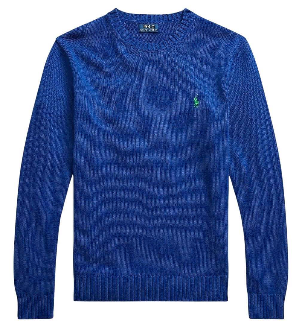 POLO RALPH LAUREN Cotton Crew Neck Jumper (UK, Alpha, M, Regular, Regular, Royal Blue Heritage)