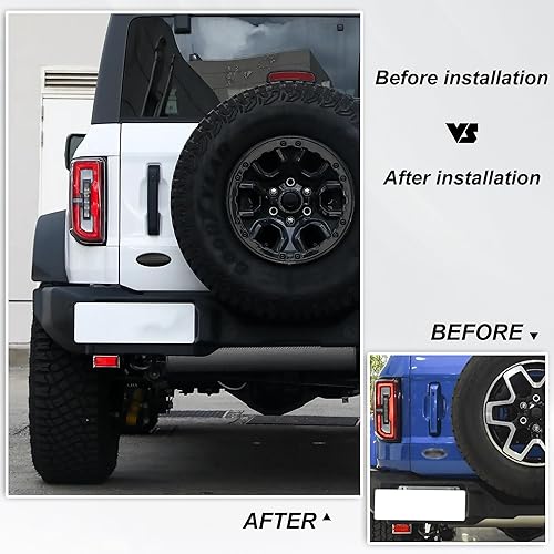 Miniatura 4 de CONGCONG Emblema de Ford Bronco, emblema ovalado de 5 pulgadas para portón trasero trasero ovalado de bandera negra estadounidense para Ford Bronco