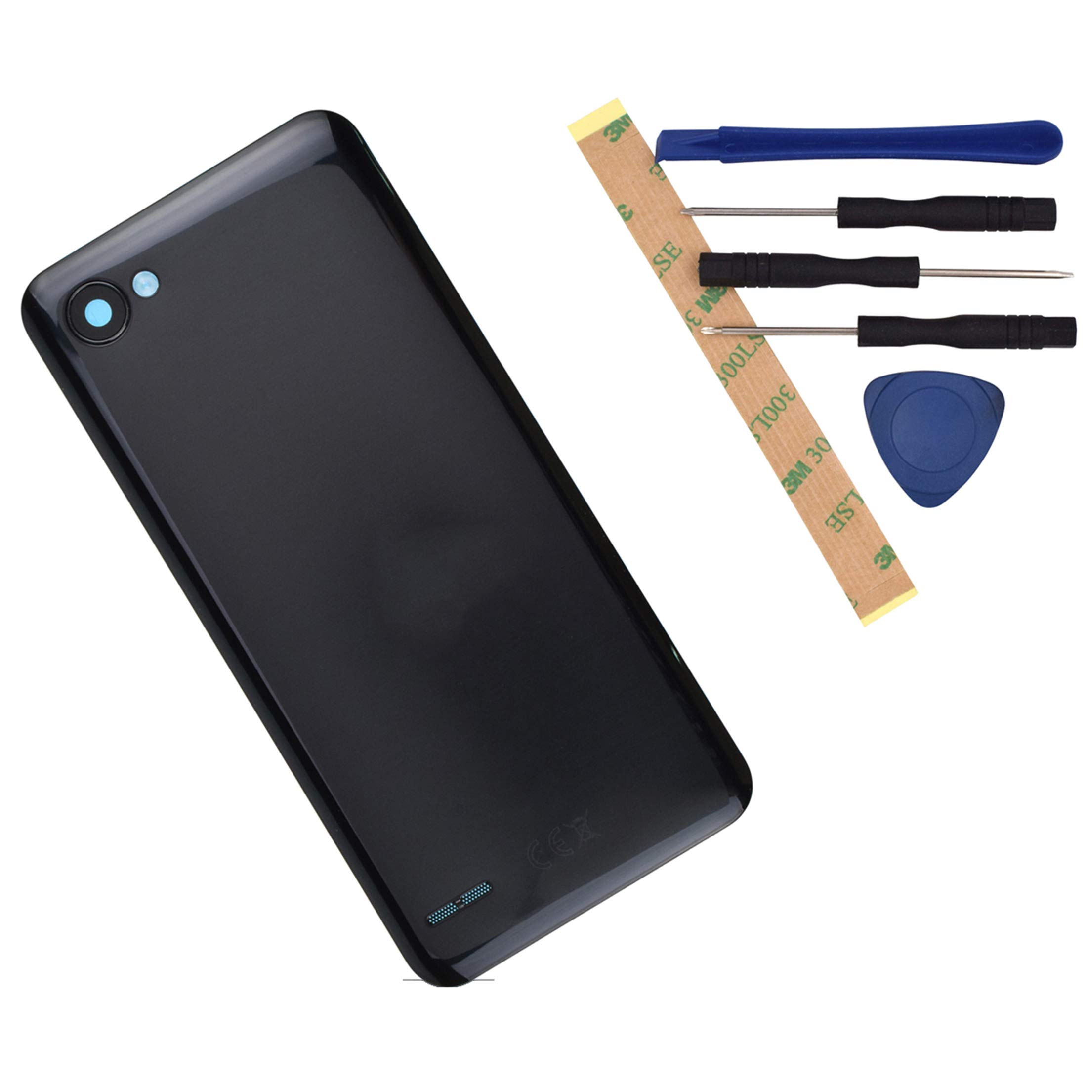 M700A Battery Back Cover with Adhesive Compatible with LG Q6 M700A M700DSK M700AN Q6+ (Black)