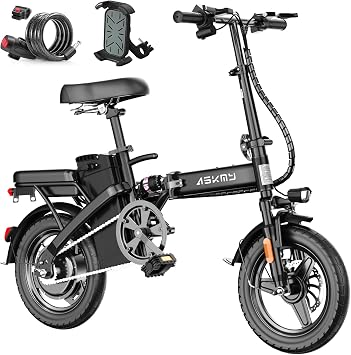 Foldable Electric Bike for Adults and Teens, 740W Peak Motor Ebike with 48V 10AH Removable Battery, 30-35 Miles PAS Range, 14" Folding Mini E-Bike, 20MPH Electric Bicycle for Daily Commuting
