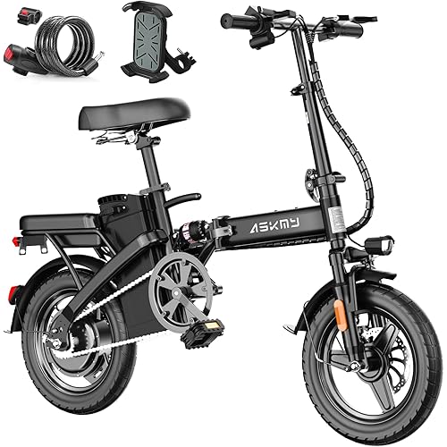 Electric Bike for Adults and Teens, 740W Peak Motor E-Bike with 30-60 Miles PAS Range, 48V 10AH/20AH Removable Battery, 14" Folding Mini Ebike with 20MPH, Electric Bicycle for Commute