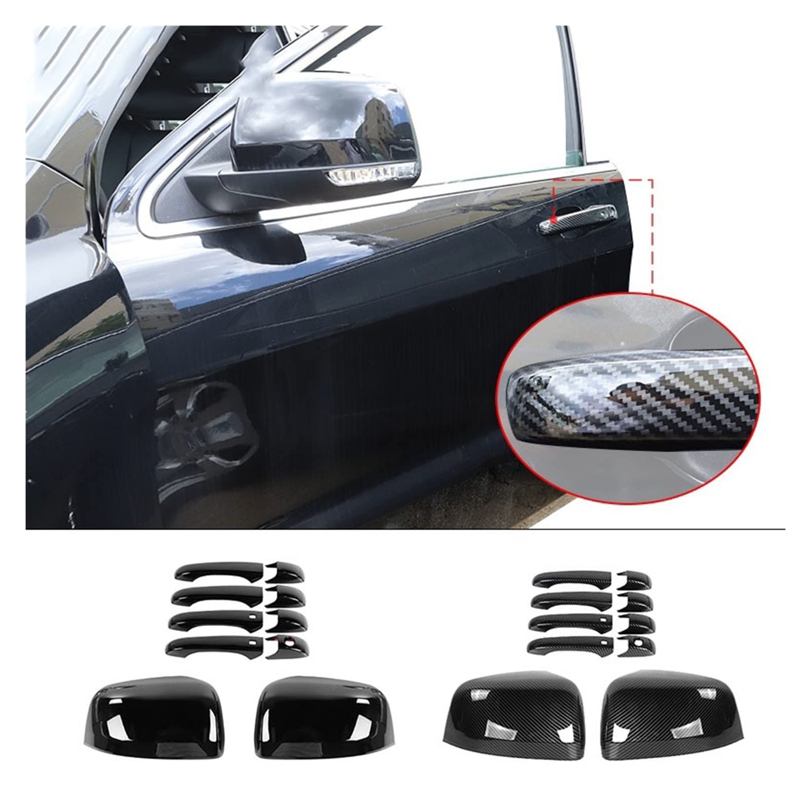 Cubiertas Decorativas Para Manijas De Puerta Exterior De Jeep Grand Cherokee 2011+ – Negro Brillante, 4 Piezas, ABS