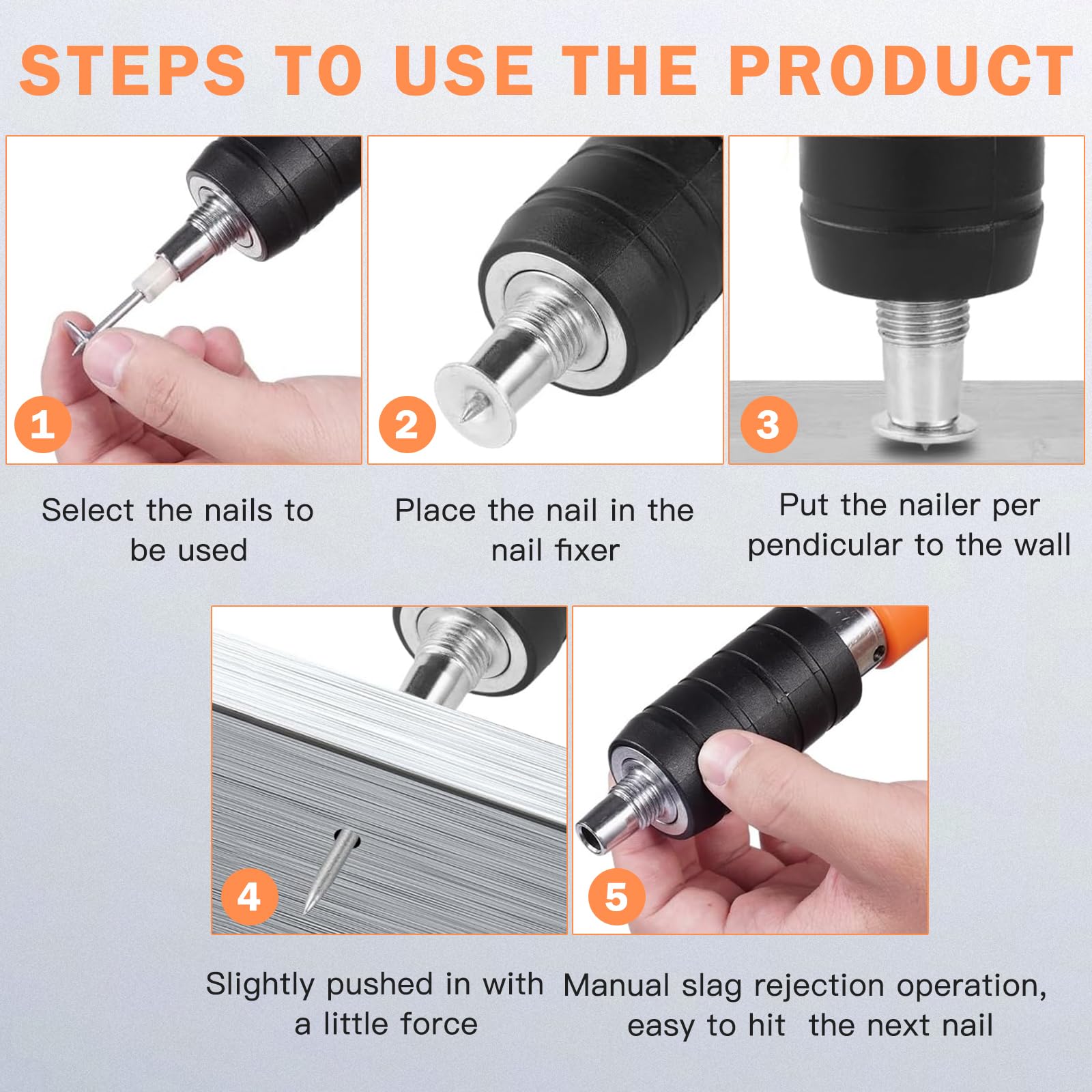 Handgereedschap Voor Stalen Nagels, Beton Nail Gun, Mini Portable Nail Shooting Machine with 50/100/200 Nails, Nail Wall Mounting Tool Voor Beton Steel Wall Anchor Wire Slotting Devic,50 Nails
