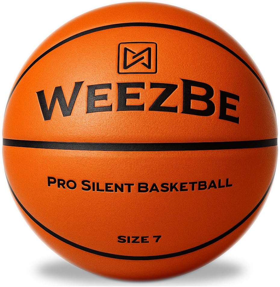 The Pro Silent Basketball Official Size 7 (29.5"") 90% Original Bounciness Foam Basketball Indoor, Silent Ball Genuine Grooves, Brown Red