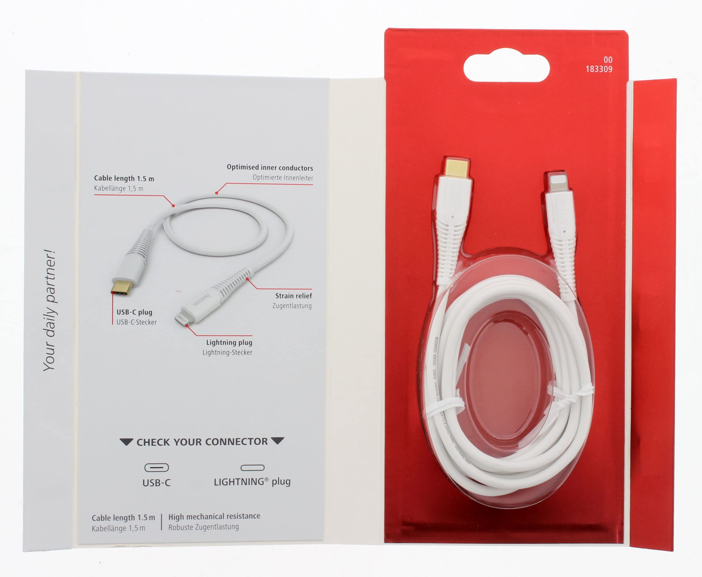 USB-C - Lightning, Hızlı Şarj Kablosu,1.5m, Beyaz