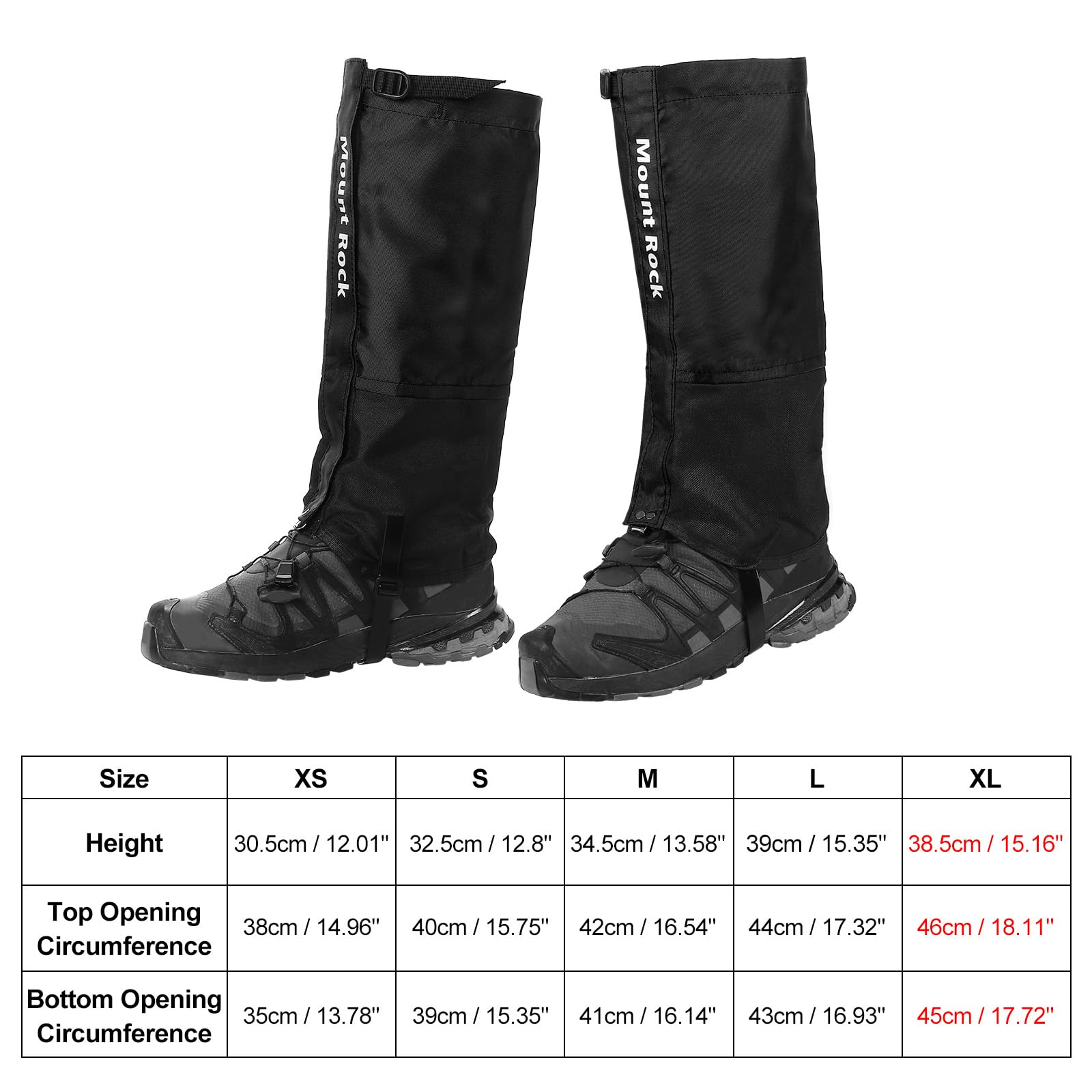 PATIKIL Leg Gaiters, Waterproof Shoe Covers Hiking Gaiters Adjustable Snow Boot Gaiter for Hiking Walking, Climbing, Black, XL - Image 2