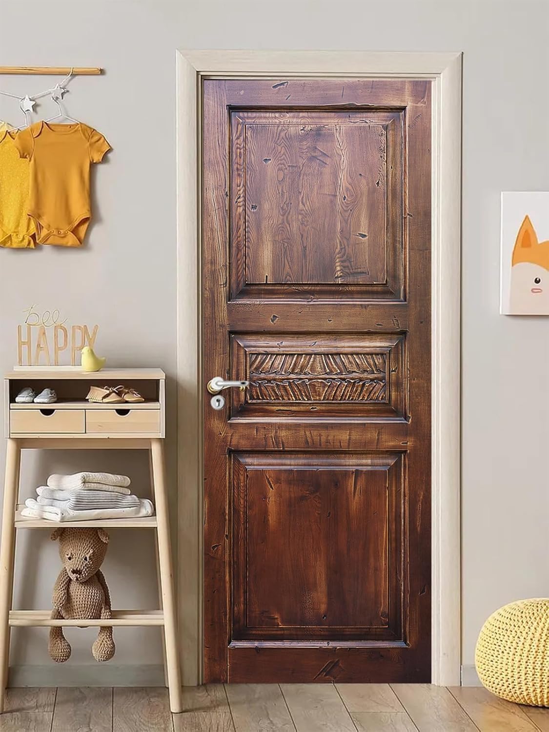 artfanke 3D Realistic Wooden Pattern Door Sticker Peel and Stick 30.3"x78.7"- Self-Adhesive Retro Wood Door Murals Wallpaper - Wall Decal for Home Decor(2 Sheets/Set)