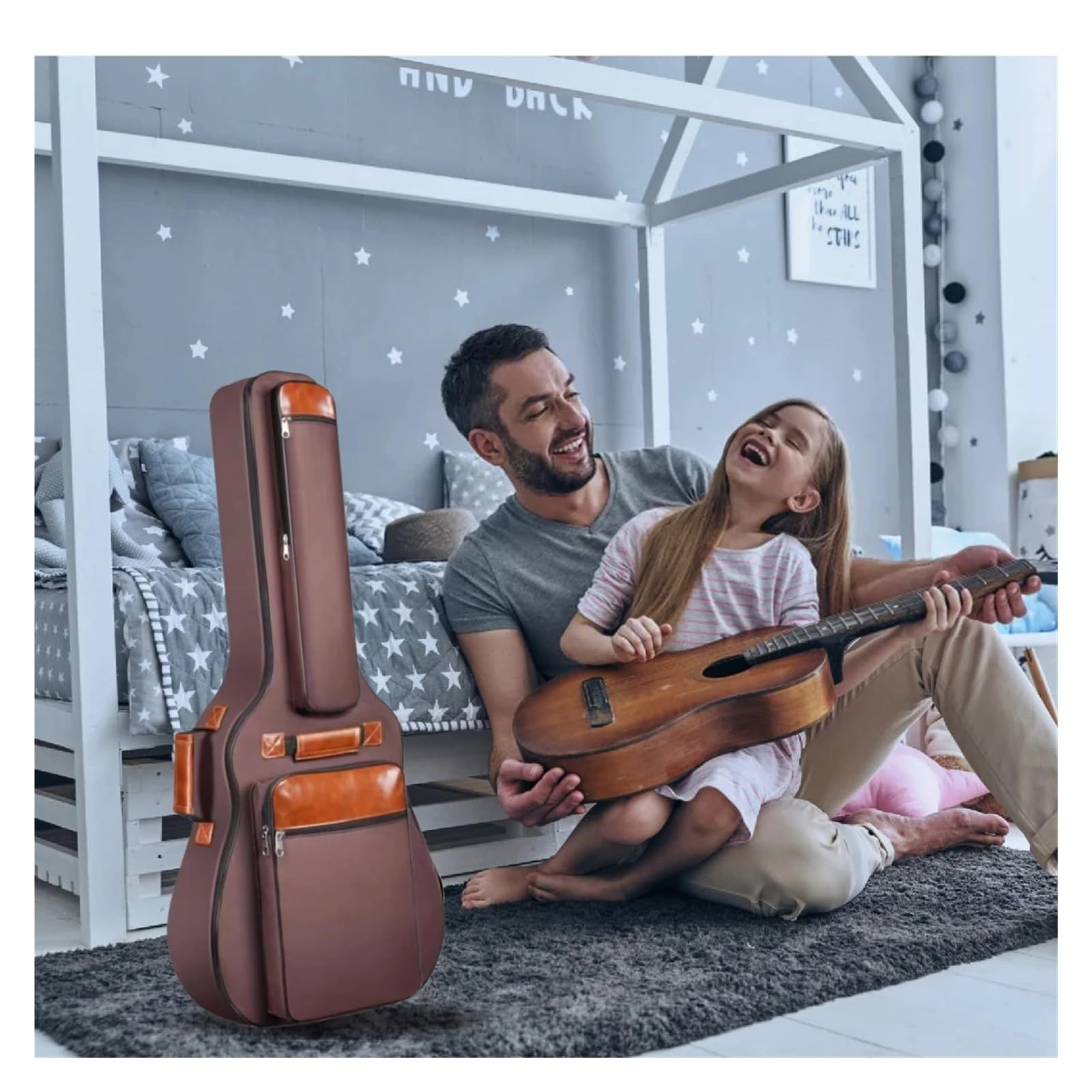 Funda Guitarra Bolsa for Guitarra de 41 Pulgadas, Gruesa, Impermeable, Nailon Oxford, con Doble Correa y Acolchado algodón, Mochila Concierto(Coffee)