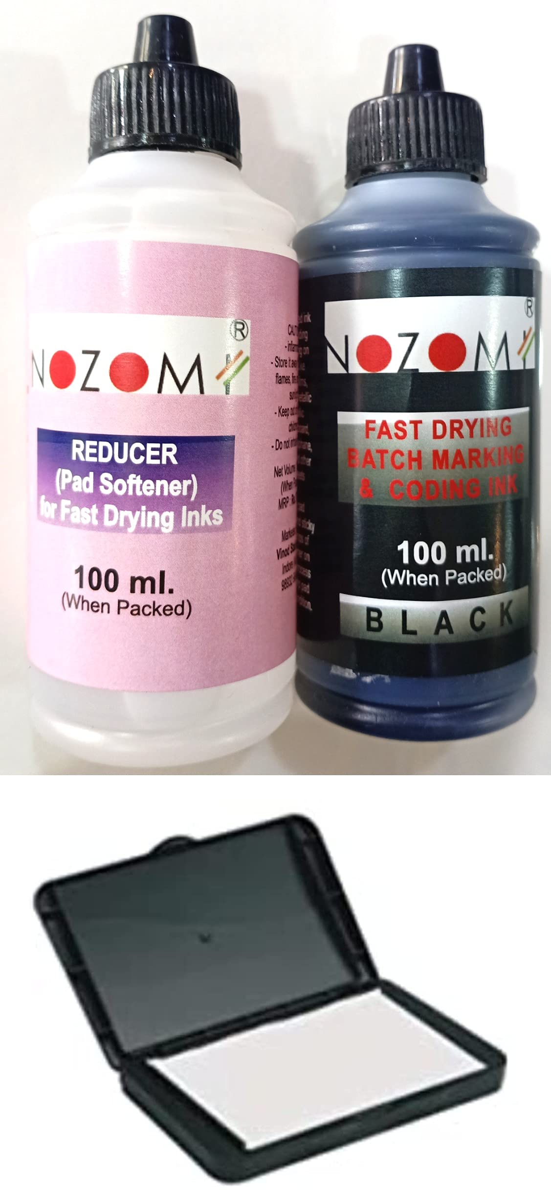NOZOMI Fast Drying Batch Marking Ink with a Blank Stamp Pad
