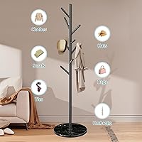 Vista 41 de Perchero con base de mármol natural, perchero moderno de metal independiente, perchero con 12 ganchos, perchero para sombreros de árbol para 12