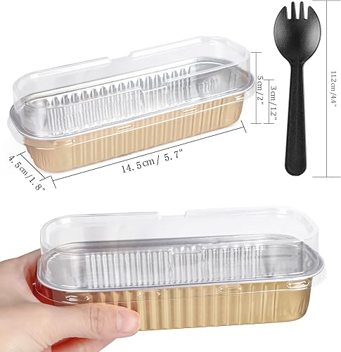 Miniatura 8 de 25 moldes redondos para pan con tapas, mini moldes para pasteles con tapas, moldes desechables para hornear, moldes para magdalenas, tazas para