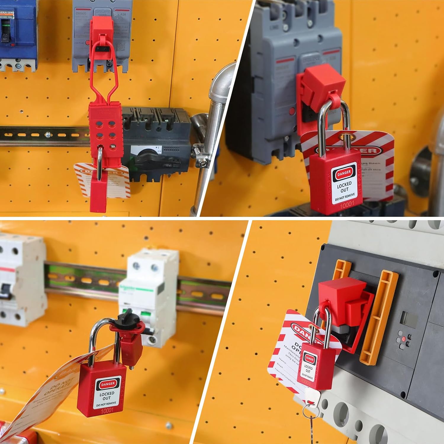 Lockout Tagout Kit Electrical,Clamp-On Circuit Breaker Lockout, Safety Padlocks Set (2 Keys Per Lock),Group Hasps, Loto Tags, Universal Multi- Pole Breakerfor Safe Electrical