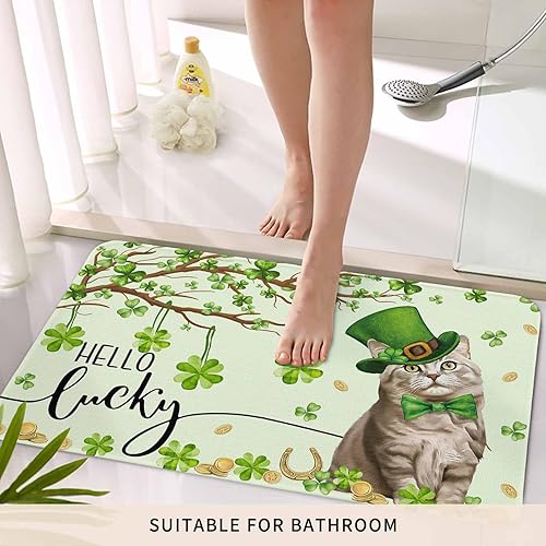 Vista 22 de Tapete de Feliz Navidad, tapete antideslizante para puerta delantera, baño, cocina, dormitorio, patio, entrada, 16 x 24 pulgadas, rojo, negro y verde