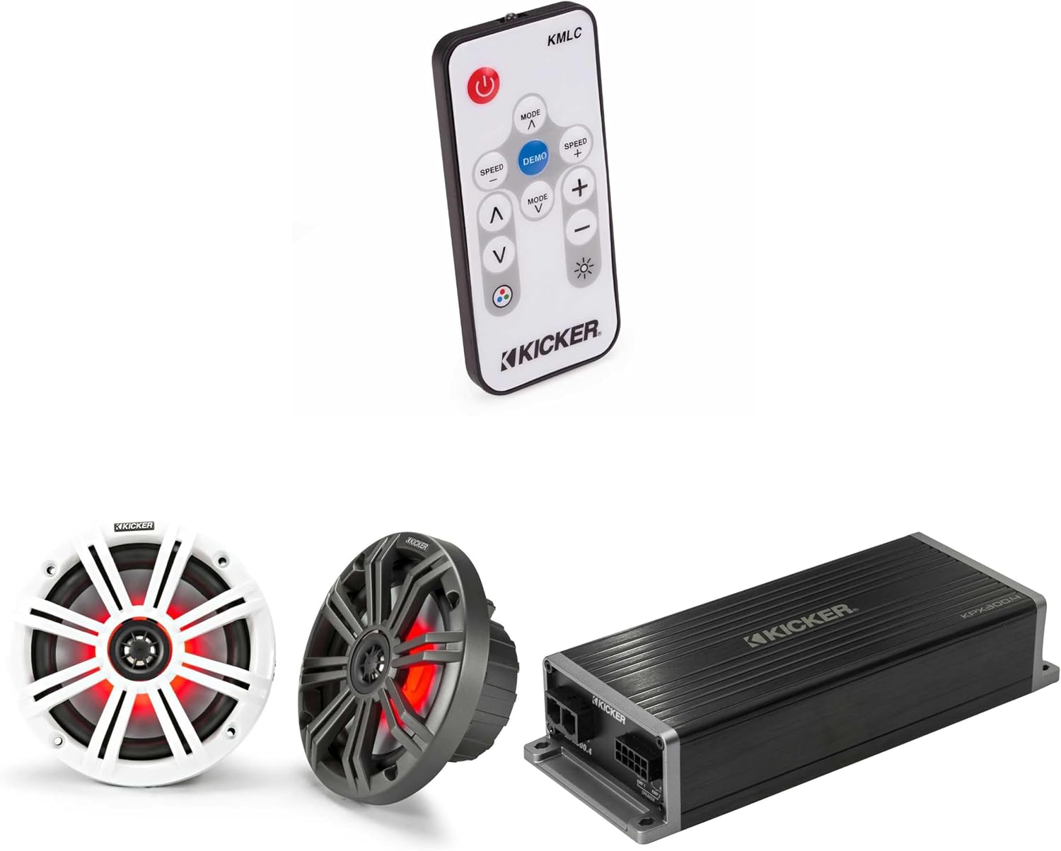 Amplificador KICKER Marine KPX300.4 y Parlantes LED 6.5 pulgadas miniatura 1