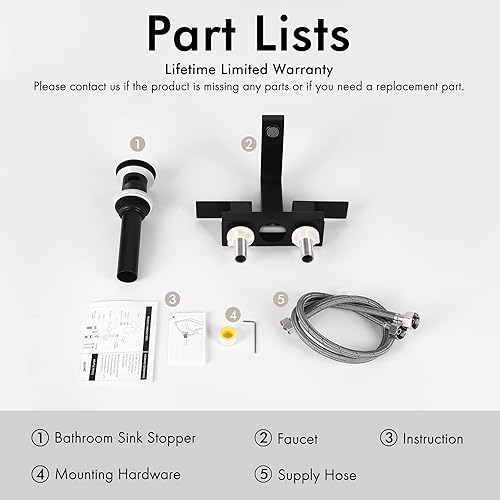 Miniatura 8 de KES Grifo de baño negro de 4 pulgadas con tapón de fregadero de baño sin desbordamiento, acero inoxidable SUS304, certificado NSF sin plomo,