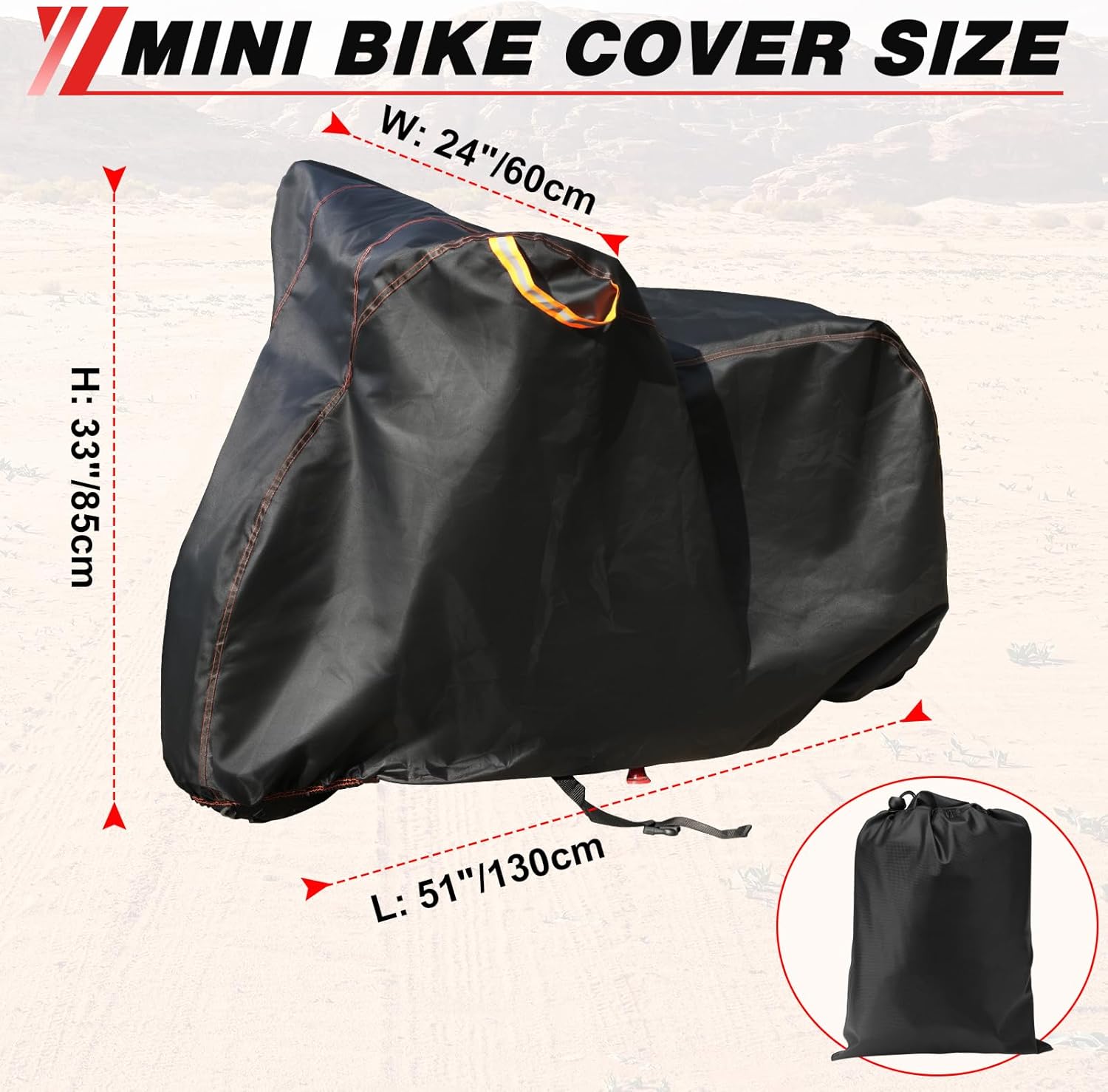 Mini Bike Cover, Mini Bike Cover Waterproof Outdoor for Coleman CT100U CC100X B100 Baja Doodle Bug DB30 Motovox MBX10 MBX11 GMB100 Mini Bike Parts with Windproof Buckles (S)