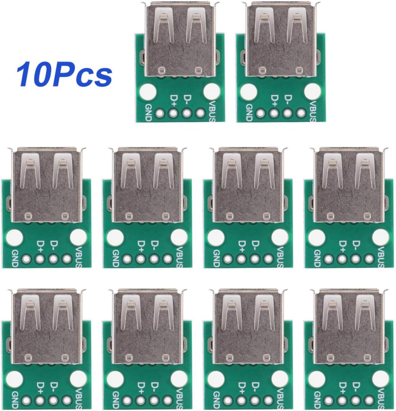 10Pcs USB Breakout Board USB Type A Female Breakout Board 2.54mm 4 Pins Pinboard Breakout Board