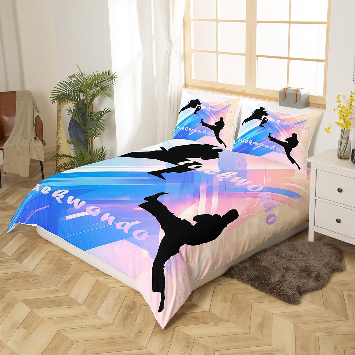 Taekwondo Bettwäsche Set 135x200cm - Karate Design Für Kinder Zimmer