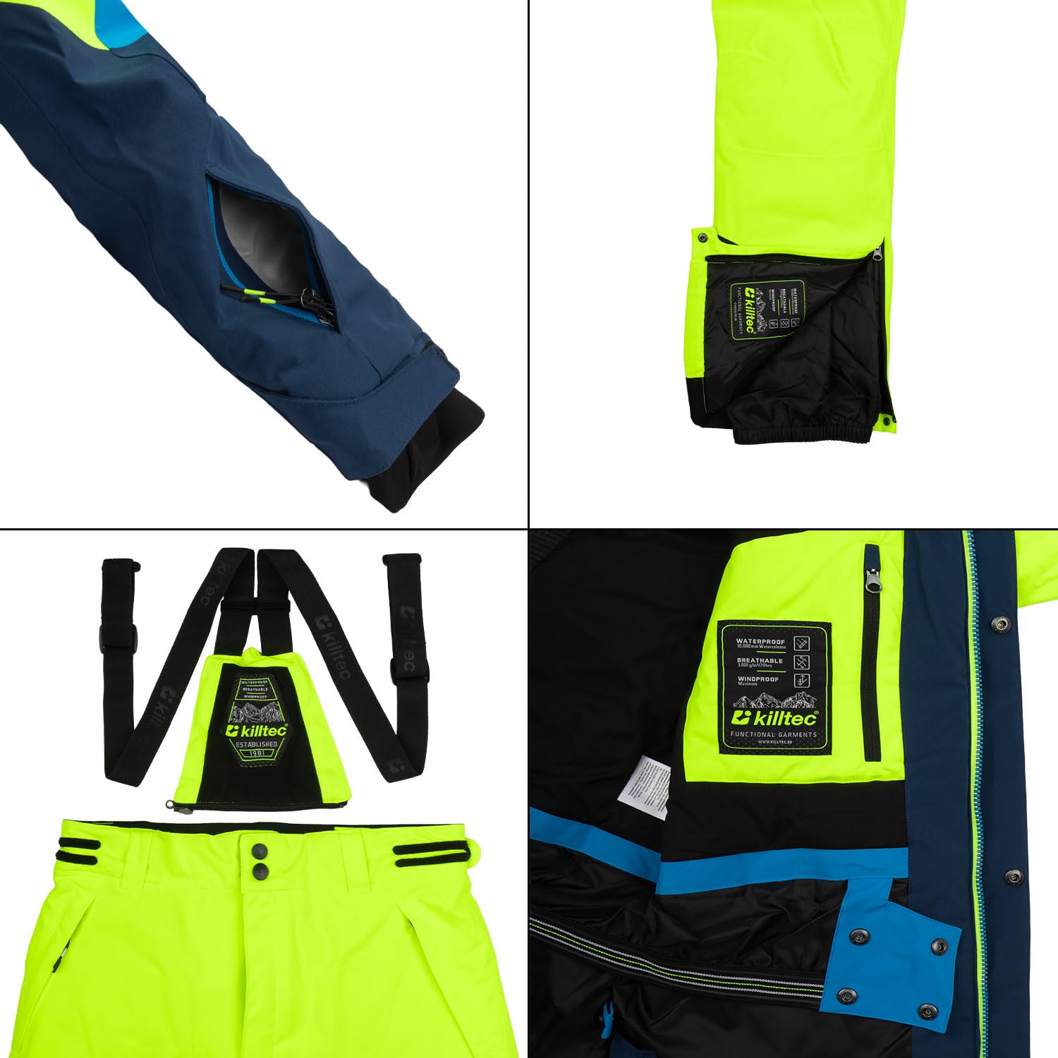 Killtec Jungen Skianzug - wasserdicht 10.000 mm Wassersäule - PFC frei - Skijacke mit Schneefang, Skihose mit Kantenschutz - atmungsaktive Membran